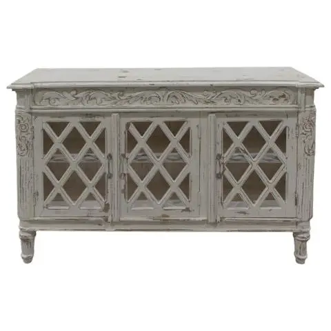 Imagen APARADOR 3/P CRUCETAS ART DECO FRONTAL TALLADO BLANCO