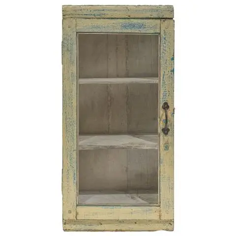 Imagen VITRINA COLGAR ANTIGUA  1/H CREMA RESTOS AZULES