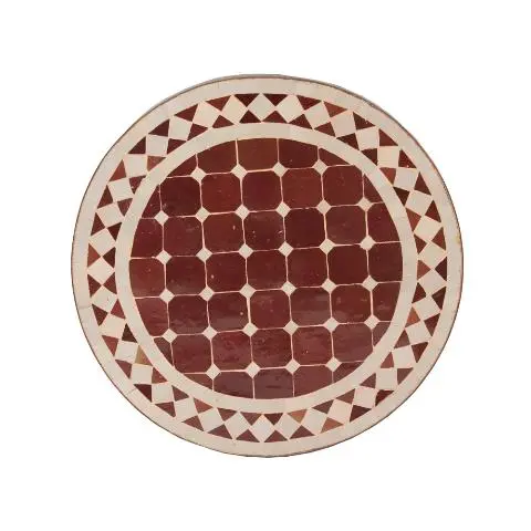 Imagen TABLERO MESA MOSAICO REDONDO ROJO / BLANCO 50CM DIAM.