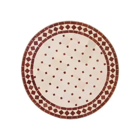 Imagen TABLERO MESA MOSAICO REDONDO BLANCO / ROJO 60CM DIAM