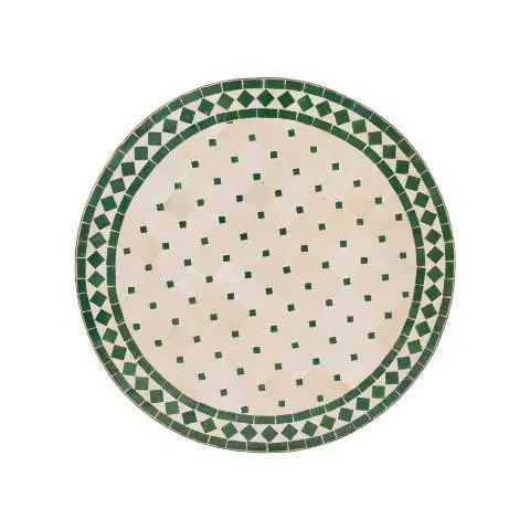 Imagen TABLERO MESA MOSAICO REDONDO  BLANCO / VERDE 70CM DIAM