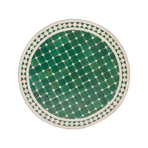 Imagen TABLERO MESA MOSAICO REDONDO VERDE / BLANCO 80CM DIAM